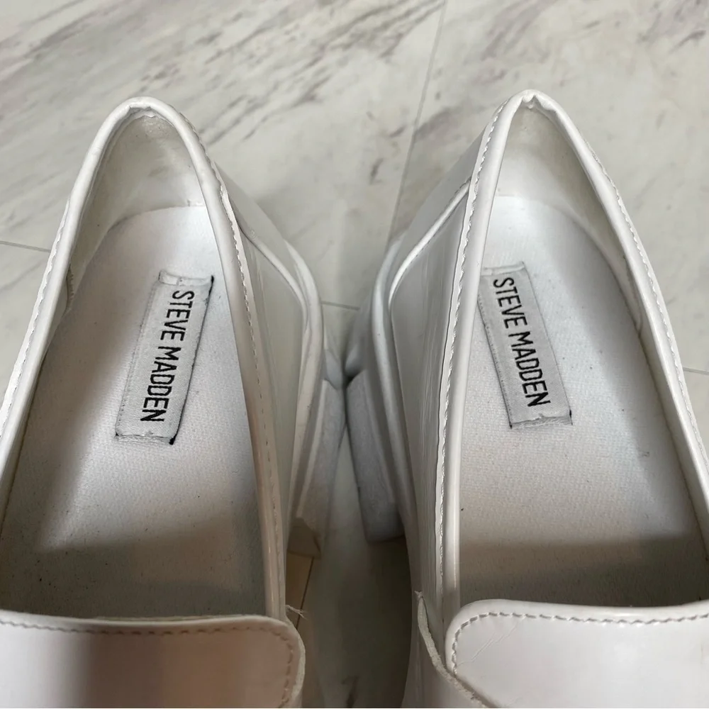 Steve Madden Trifecta Lug Sole Platform White Loafer 9 1/2